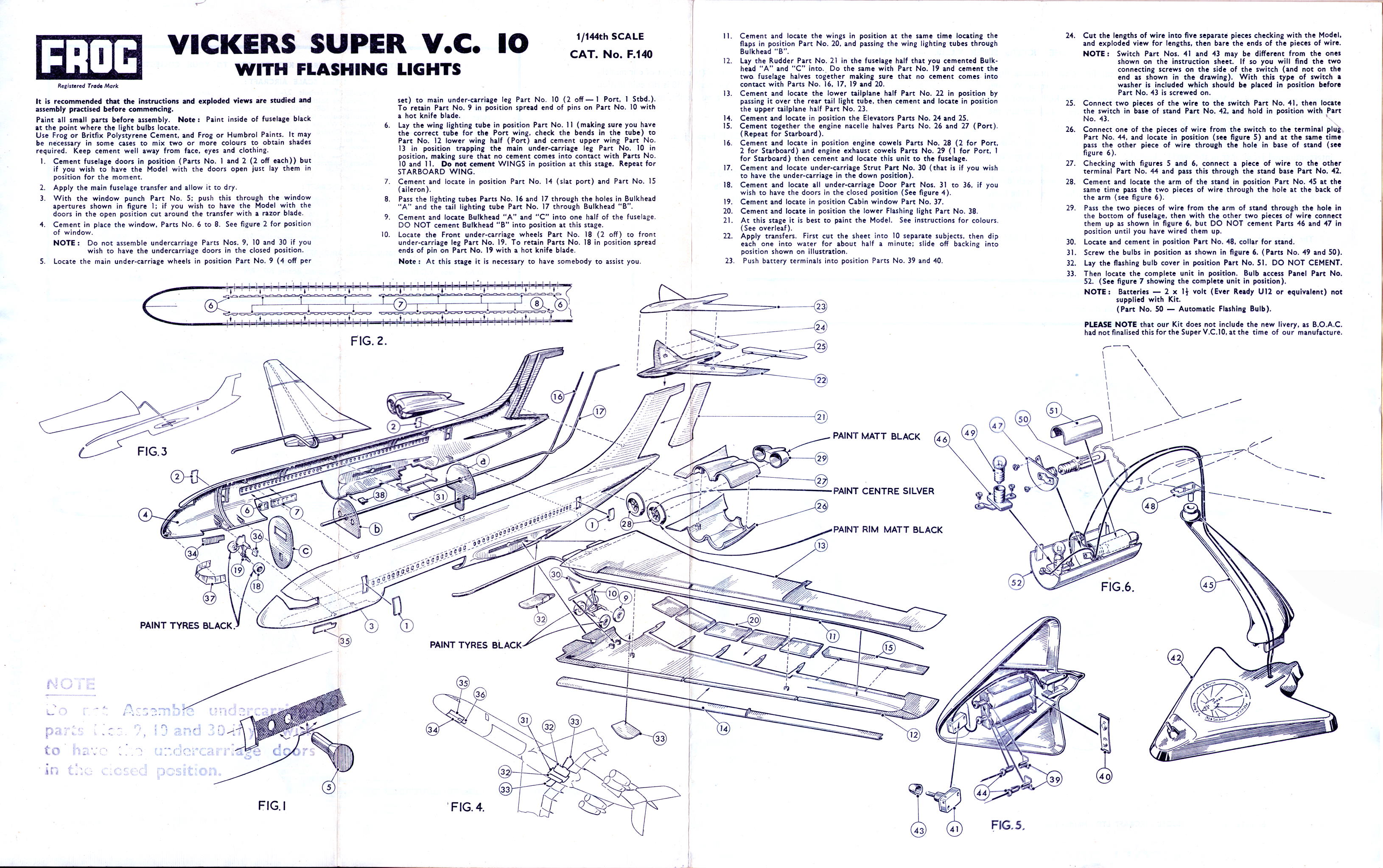 Инструкция по сборке FROG F140 Super VC10 - Jet Airliner, IMA Ltd, 1964